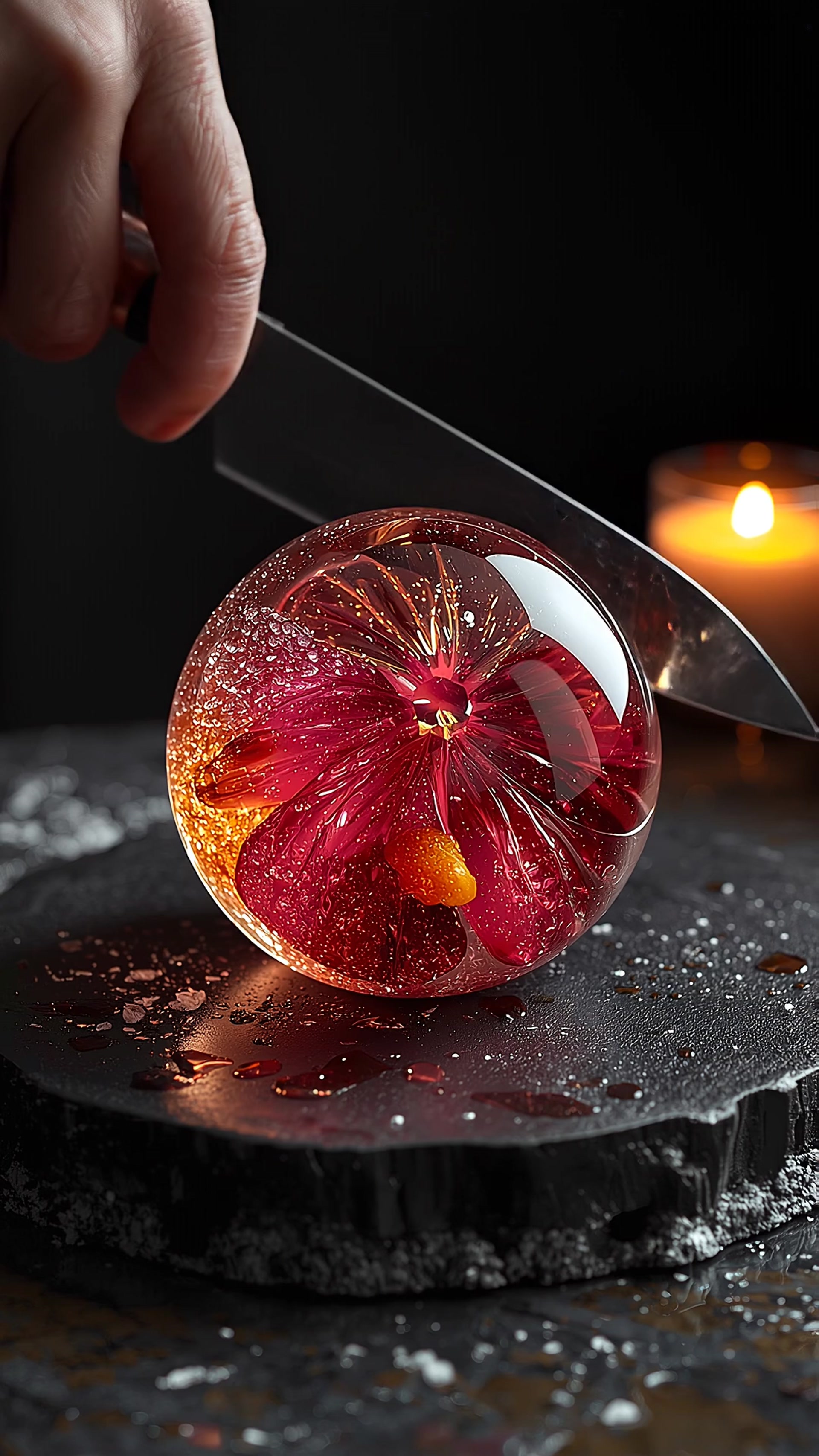 Translucent Candied Blood Orange ASMR: Slicing Citrus Jewels for Ultimate Relaxation